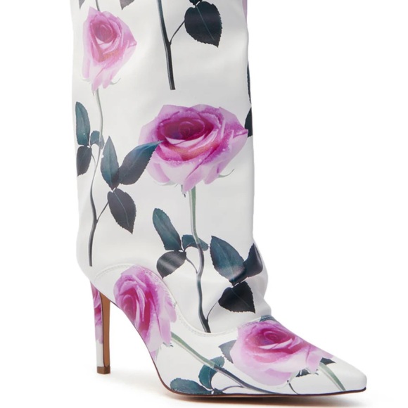 Floral White and Pink Women's Boots - Picture 5 of 5